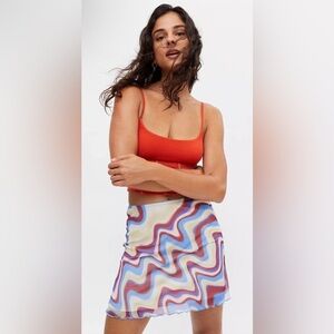 Urban Outfitters Printed Mesh Mini Skirt